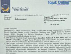 (DPP) Partai NasDem Menerbitkan Surat Rekomendasi Untuk Amsakar – Li Claudia Pemilihan Walikota Batam
