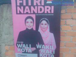 Banner Fitri-Nandri Calon Walikota Dan Calon Wakil Walikota Palembang Mulai Tertampang