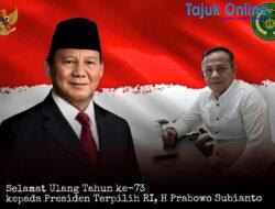 Ketum FRJRI Berikan Ucapan Selamat Ulang Tahun ke-73 kepada Presiden Terpilih RI, H Prabowo Subianto
