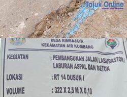 Proyek Jalan di Desa Rimba Jaya Banyuasin Bermasalah, Diduga Kurang Material dan Kualitas Buruk
